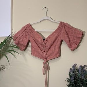 Pink Off-The-Sholder Crop Top